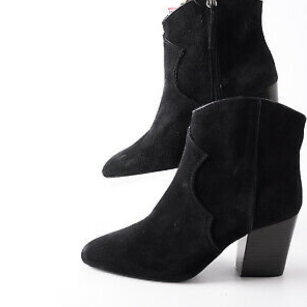 Zara Womens Black Leather Cowboy Ankle Boots Sz 10 - Picture 2 of 7